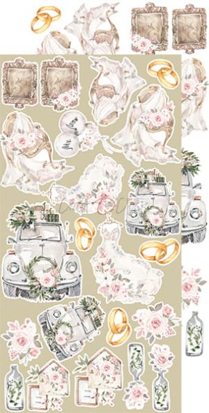 Комплект дизайнерска хартия с елементи за изрязване - A CORDIAL INVITATION Wedding set - 12 листа