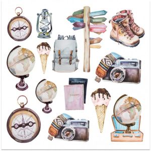 Комплект дизайнерска хартия Pop Up - TRAVELERS - 24 листа