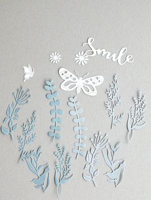 Клонки и листа - Сив микс - 15 елемента