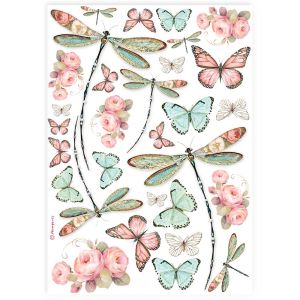 Фина оризова хартия за декупаж 21 x 29.7 cm. - Dragonfly 