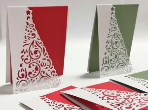 Заготовки за картички - Коледна елха изрязани - 6 бр.