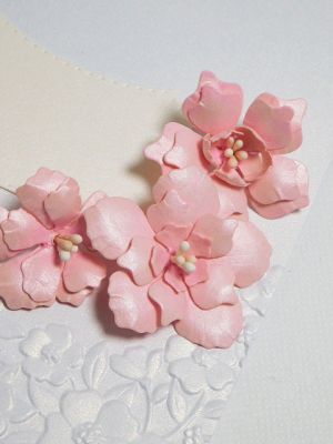 Цветя, листа и табелки Микс - Розово и Шампанско Перла - 18 елемента