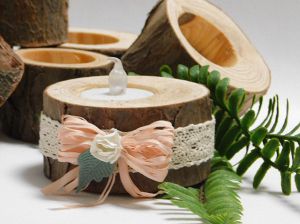 Свещник Дървени пънчета - 4.00 х 8,00 см - 1 бр.