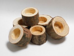 Свещник Дървени пънчета - 4.00 х 8,00 см - 1 бр.
