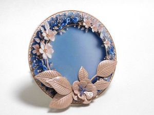 Композиция - Кръгла рамка Синьо с Цветя - 1 бр.