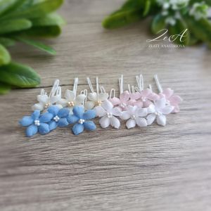 Ръчно изработени цветя от плат - Мини Бяло - 5 бр.