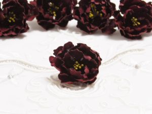 Ръчно изработени цветя от плат - Бордо - 1 бр.