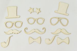 Цилиндър, мустаци , очила - 13 елемента