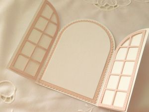 Заготовки за картички - Прозорец Бяло и Пудра - 14.50 х 10,00 см