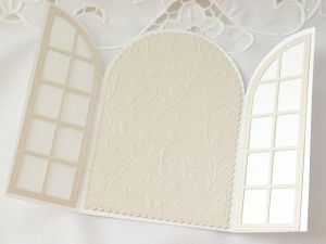 Заготовки за картички - Прозорец  Бяло и Светло Бежово - 14,50 х 10,00