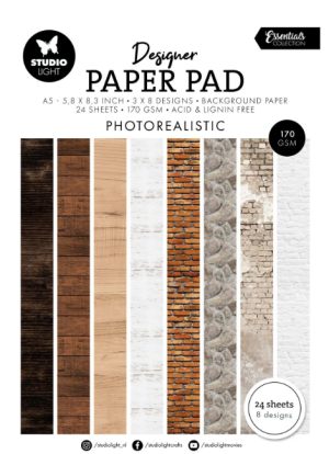 Комплект дизайнерска хартия - Background Photorealistic - A5 - 24 листа
