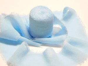 Панделка Ретро Копринен Шифон - Sky Blue - 4 см / 5.00 м.