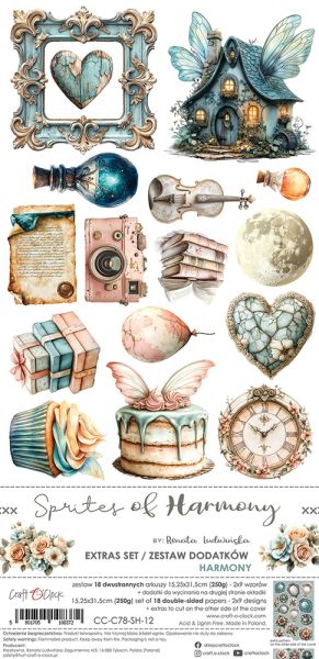 Комплект дизайнерска хартия с елементи за изрязване - Sprites Of Harmony MIX - 18 листа