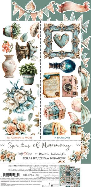 Комплект дизайнерска хартия с елементи за изрязване - Sprites Of Harmony MIX - 18 листа