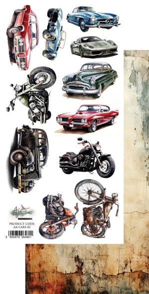 Дизайнерска хартия с елементи за изрязване - Memories from the Trip – Cars - extras to cut - 1 лист