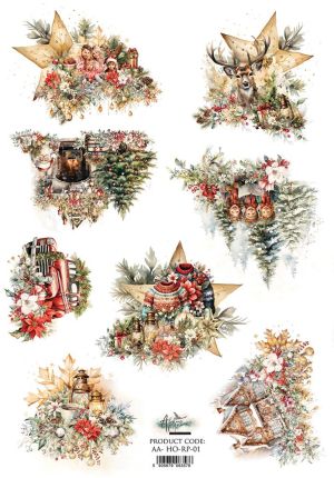 Фина оризова декупажна хартия - Ho Ho Ho - 29.6 х 21см. 