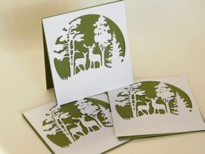 Заготовки за картички - Зимна приказка Зелено  - 3 бр.