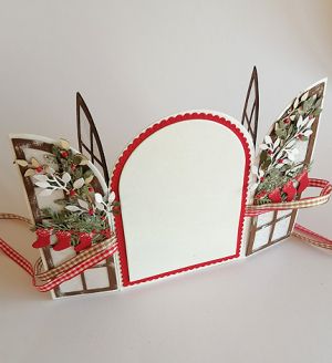 Заготовки за картички - Прозорец  Бяло, Червено и Кафяво - 14,50 х 10,00 см