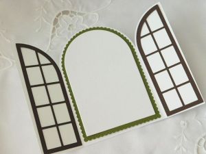 Заготовки за картички - Прозорец  Бяло, Зелено и Кафяво - 14,50 х 10,00 см