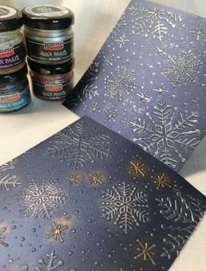 Перлени Релефни заготовки за картички - Blue Steel  Снежинки - 5 бр