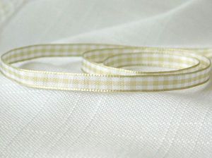 Панделка -  Бежово и бяло каре  - 0,60 см - 2 м.