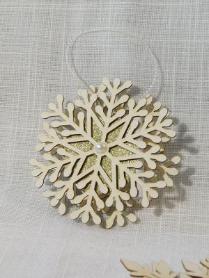 Комплект Късмети-висулки - Златисти снежинки - 46 елемента