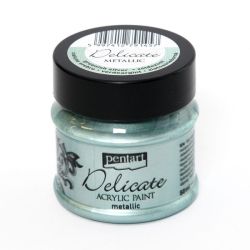 Акрилна боя металик деликатна - зелено сребро - 50мл.