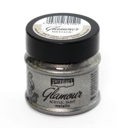 Акрилна боя металик гламър - черно сребро - 50мл.