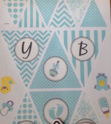 Големи самозалепващи стикери - Знаменца - Baby Boy - 16 елемента