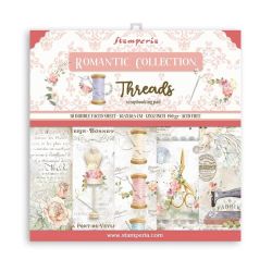 Комплект дизайнерска хартия - Romantic Threads - 10 двустранни листа