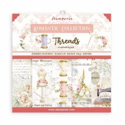 Комплект дизайнерска хартия - Romantic Threads - 10 двустранни листа