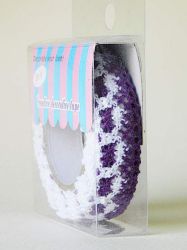 Памучна лента Тъмно лилаво и бяло - 1,80 см /1,50 м.