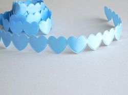 Сатенена лента - Големи сърца Синьо- 2 м.