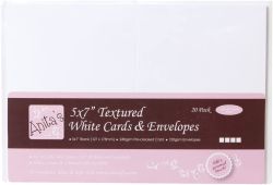 Комплект картички с пликове 20 бр.-  Бяло - 12,70 см х 17,80 см