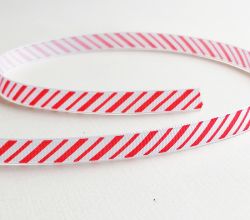Панделка рипс - Червено райе - 2 м 