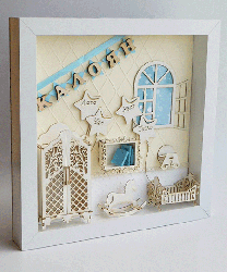 Комплект 3D елементи за миниатюра - Бебешка стая за момче - 7 елемента