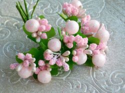 Захарни тичинки с топче брокат - Розово - 10 бр.