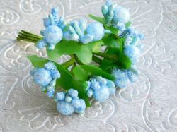 Захарни тичинки с топче брокат - Синьо - 10 бр.