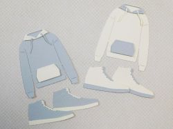 Елементи от хартия - Кецове и Худи Шампанско и Сиво - 22 елемента