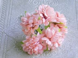 Цветя от плат - Хибискус - Пудра розово с тичинки мат - 6 бр.