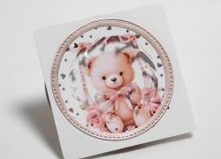 Готова декорация 3D елемент за картички и скрапбук - Рамка Мече за момиченце - 1 бр.