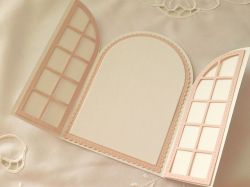 Заготовки за картички - Прозорец Бяло и Пудра - 14.50 х 10,00 см