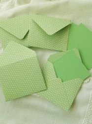 Комплект пликове с вложки - Зелено на точки - 8,50 х 10,50 см - 4 бр.