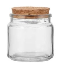 Стъклено бурканче с коркова тапа - Ø 6,50 см. х 6,00 см - 100 мл.