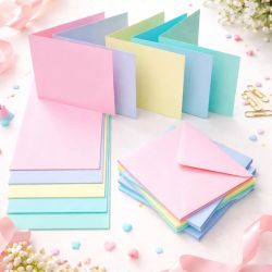 Комплект картички с пликове Пастелни цветове  - 15,00 x 15,00 cm - 40 бр 
