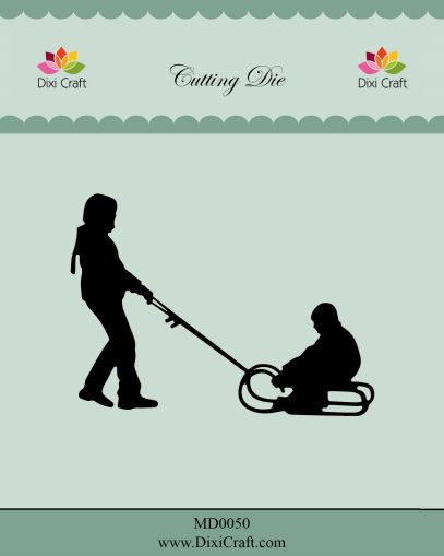 Шаблон за изрязване и релеф - Kid on a sleigh