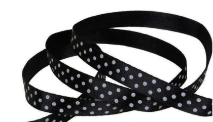 Панделка сатен на точки - млечно зелено- 4м.