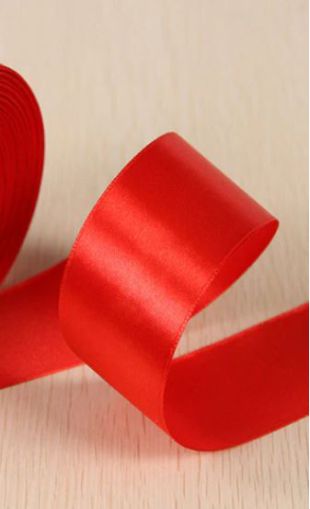 Панделка сатен - Червен мак - 10 м №49
