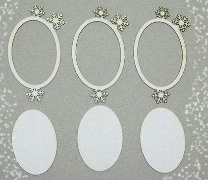 Рамка Снежинки елипса - 3 бр - 6,50 х 3,5 см