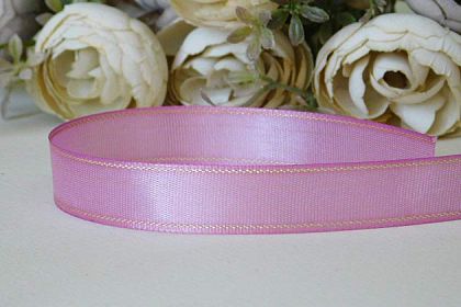 Панделка - Лилаво със златен кант - 2 м.